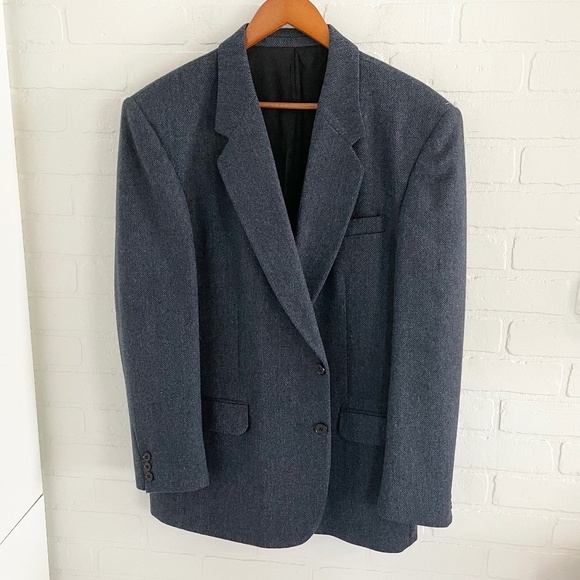Like new Vintage Blazer Tweed Wool Blue Old Money Classic Business Casual Sz 42R - Picture 4 of 13